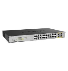 D-Link DGS-1026MP/B2A Неуправляемый коммутатор с 24 портами 10/100/1000Base-T, 2 комбо-портами 100/1000Base-T/SFP (24 порта PoE 802.3af/at, PoE-бюджет 370 Вт)