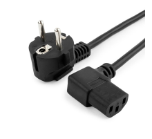 Кабель питания EU-Schuko/IEC320-C13, 220B, 10А, 1.8м, Г-образный штекер C13