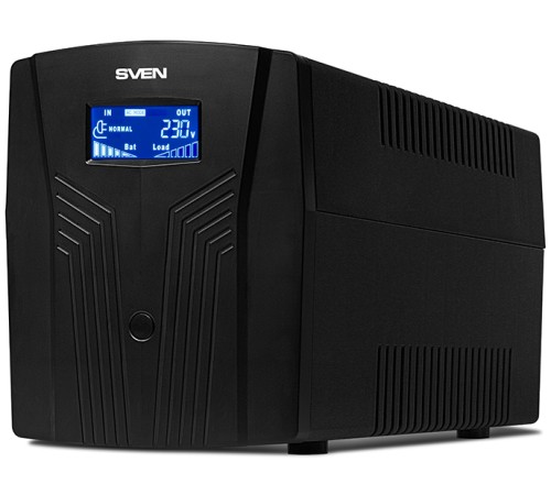 ИБП SVEN Pro 1500 (LCD, USB), линейно-интерактивный, автоматический стабилизатор напряжения, 1500Вт, 900Ва, 3 евророзетки, USB, RJ-45, черный, габариты 140?350?175мм, 10кг. (SV-013875)