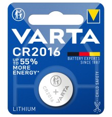 Батарейка Varta ELECTRONICS CR2016 BL1 Lithium 3V (6016) (1/10/100) Varta PRIMARY LITHIUM CR2016 (06016101401)