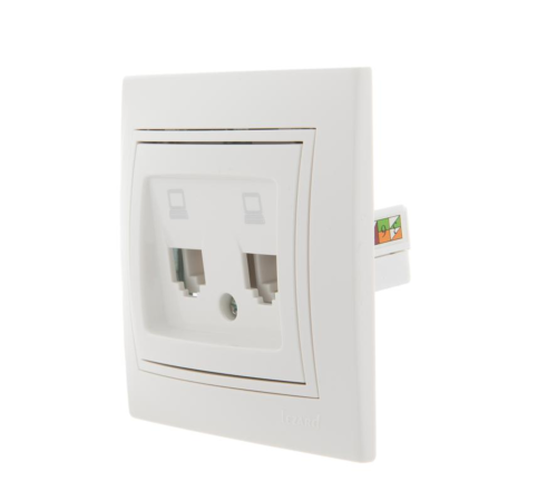 Розетка компьютерная 2-м СП Mira RJ45 бел./бел. LEZARD 701-0202-141