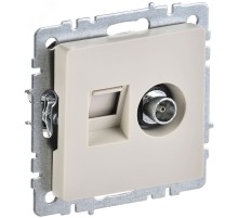 IEK BR-AK20-1-K10 BRITE Роз. двойная TV+RJ45 кат.5E РТВ/РК12-БрКр беж.