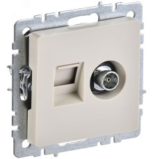 IEK BR-AK20-1-K10 BRITE Роз. двойная TV+RJ45 кат.5E РТВ/РК12-БрКр беж.