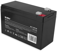 Батарея SVEN SV 1270 (12V 7Ah), напряжение 12В, емкость 7А*ч, макс. ток разряда 105А, макс. ток заряда 2.1А, свинцово-кислотная типа AGM, тип клемм F2, Д/Ш/В 151/65/94 мм, 2.1кг Sven SV1270 (SV-0222007)