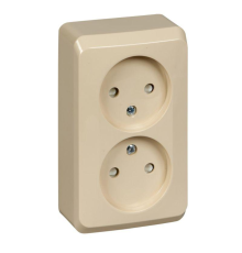 Systeme electric PA16-006K ЭТЮД О/У двойная РОЗЕТКА без заземления со штороками 16А 250B, КРЕМОВЫЙ, Россия