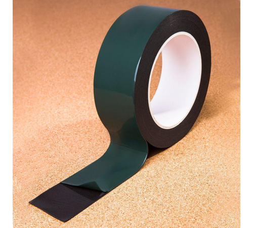 Двухсторонний скотч REXANT, зеленого цвета на черной основе, 40мм, 5метров [09-6140]