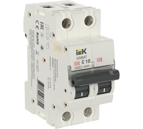 IEK AR-M06N-2-C010 ARMAT Авт. выкл. M06N 2P C 10А IEK AR-M06N-2-C010 ARMAT Авт. выкл. M06N 2P C 10А