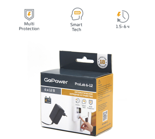 З/У для свинцово-кислотных аккумуляторов 6 и 12V GoPower ProLab 6-12 1.0A (1/100) GoPower ProLab 6-12 00-00015352 З/У для свинцово-кислотных аккумуляторов 6 и 12V GoPower ProLab 6-12 1.0A (1/100) GoPower ProLab 6-12 00-00015352
