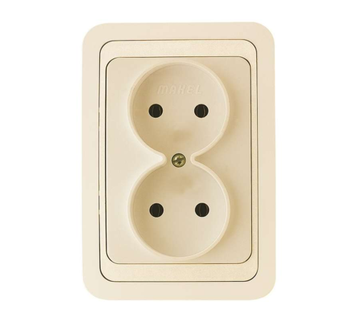 Розетка 2-м СП Mimoza 16А IP20 без заземл. крем./крем. Makel 25017