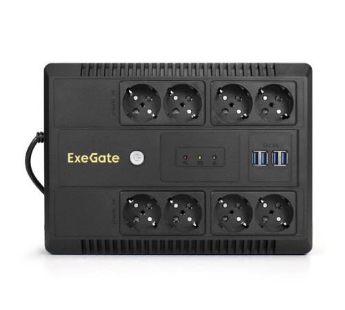 Exegate EX293853RUS ИБП ExeGate NEO NNB-600.LED.AVR.8SH.CH <600VA/360W, LED, AVR, 8*Schuko, 4*USB-порта для зарядки, Black> Exegate EX293853RUS ИБП ExeGate NEO NNB-600.LED.AVR.8SH.CH <600VA/360W, LED, AVR, 8*Schuko, 4*USB-порта для зарядки, Black>