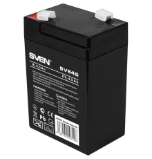Батарея SVEN SV 645 (6V 4.5Ah), напряжение 6В, емкость 4.5А*ч, макс. ток разряда 67А, макс. ток заряда 1.35А, свинцово-кислотная типа AGM, тип клемм F1, Д/Ш/В 70/47/100, 0.8 кг Sven SV-0222064