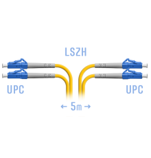Патчкорд оптический LC/UPC SM Duplex 5 метров