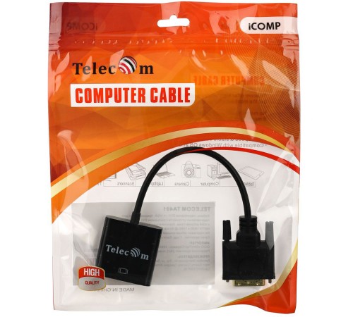 Кабель-переходник DVI-D 25M ---> VGA 15F  Telecom <TA491> VCOM Telecom DVI-D 25M ---> VGA 15F (TA491)