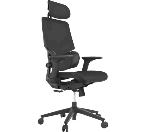 Кресло Cactus CS-CHR-MC01-BK черный сет./эко.кожа с подголов. крестов. пластик подст.для ног