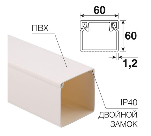 Rexant 28-6060-2 Кабель-канал 60х60 мм белый (12 м/уп.)