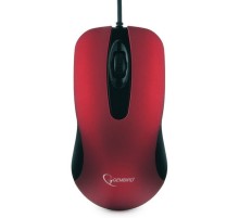 Мышь Gembird MOP-400-R, USB, красн, бесшум клик, 3кн, 1000DPI, soft-touch, каб 1.45м, блистер  {100}