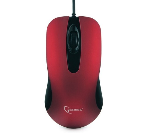 Мышь Gembird MOP-400-R, USB, красн, бесшум клик, 3кн, 1000DPI, soft-touch, каб 1.45м, блистер  {100}
