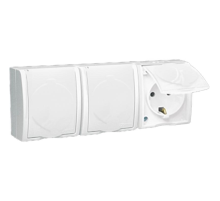Розетка 3-м ОП Simon15 16А IP54 250В с заземл. с крышкой винт. клеммы бел. Simon 1594437-030