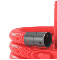 Труба гофрированная двустенная 160 мм с протяжкой с муфтой красная (50м)