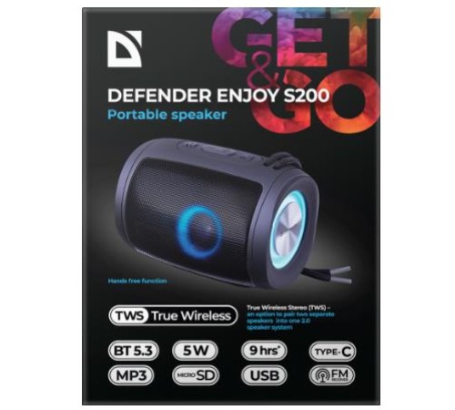 Акустическая система ENJOY S200 LIGHT/BT/FM USB/TF/1200 MAH 65200 DEFENDER