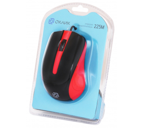 Oklick 225M черный/красный Мышь оптическая (1200dpi) USB (3but) [288237]