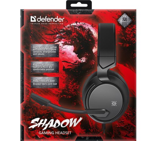 Гарнитура GAMING SHADOW BLACK 64600 DEFENDER