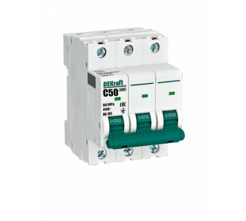 Выключатель автоматический модульный 3п C 50А 6кА ВА-103 DEKraft 12310DEK