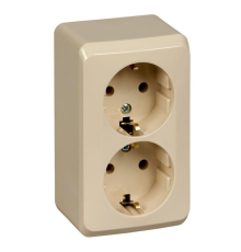 Systeme electric PA16-007K ЭТЮД О/У двойная РОЗЕТКА с заземлением без шторок 16А 250B, КРЕМОВЫЙ, Россия