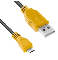 Кабель1.0m USB 2.0, AM/microB 5pin, черный, желтые коннекторы Кабель Greenconnect 4PH-R90005