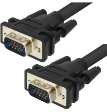 Greenconnect Кабель SVGA 5.0м чёрный, позолоченные контакты, ферритовые кольца, OD8.0mm. 15M / 15M Premium GCR-VM2VM2-5.0m, 28/28 AWG, двойной экран Greenconnect VGA (m) - VGA (m) 5м (GCR-VM2VM2-5.0m)