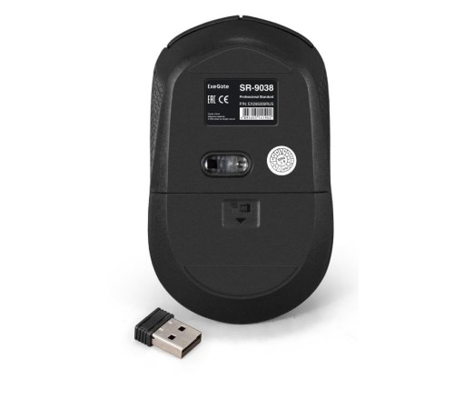 Exegate EX295309RUS Беспроводная мышь ExeGate Professional Standard SR-9038 (радиоканал 2,4 ГГц, USB, оптическая, 1200dpi, 3 кнопки и колесо прокрутки, черная, Color Box) Exegate EX295309RUS Беспроводная мышь ExeGate Professional Standard SR-9038 (радиоканал 2,4 ГГц, USB, оптическая, 1200dpi, 3 кнопки и колесо прокрутки, черная, Color Box)