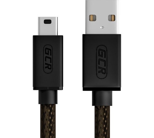 GCR Кабель PROF 1.0m USB 2.0, AM/mini 5P, черно-прозрачный, 28/24 AWG, экран, армированный, морозостойкий, GCR-51197 Greenconnect GCR-51197