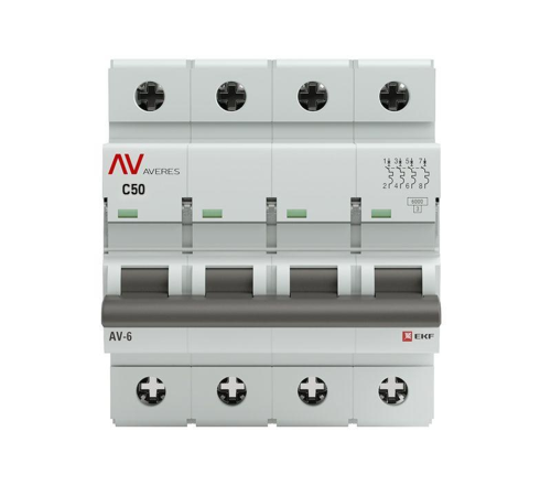 EKF mcb6-4-50C-av Выключатель автоматический AV-6 4P 50A (C) 6kA EKF AVERES EKF mcb6-4-50C-av Выключатель автоматический AV-6 4P 50A (C) 6kA EKF AVERES
