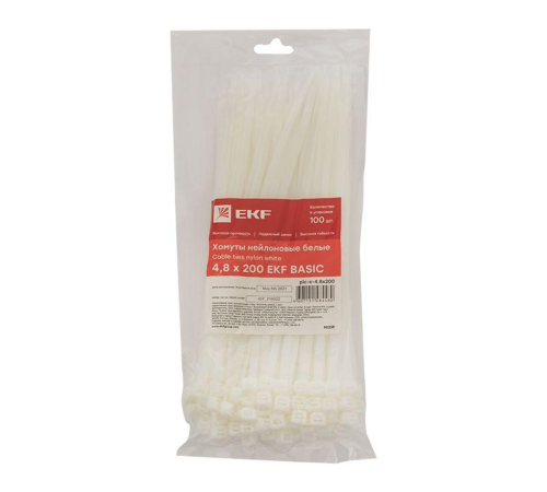 EKF plc-c-4.8x200 Хомут нейлоновый (4,8х200) (100шт.) EKF Basic