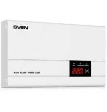 Стабилизатор SVEN AVR SLIM-1000 LCD, релейный, 800вт, 1000Ва, 140-260в, функция «пауза», 1 евророзетка, 2.9 кг. SVEN AVR SLIM-1000 LCD (SV-012816)