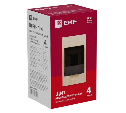 EKF pb40-n-4-light Щит распределительный навесной ЩРН-П- 4 светлое дерево IP41 EKF PROxima
