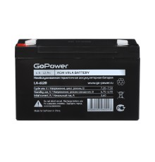 Аккумулятор свинцово-кислотный GoPower LA-6120 6V 12Ah (1/10) Аккумулятор свинцово-кислотный GoPower LA-6120 (00-00015322)