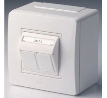 Коробка в сборе с 2 розетками RJ45, кат.5е  (телефон / компьютер), белая DKC 10656