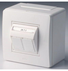 Коробка в сборе с 2 розетками RJ45, кат.5е  (телефон / компьютер), белая DKC 10656