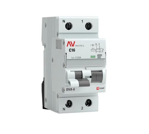 EKF rcbo6-1pn-16C-30-a-av Дифференциальный автомат DVA-6 1P+N 16А (C) 30мА (A) 6кА EKF AVERES EKF rcbo6-1pn-16C-30-a-av Дифференциальный автомат DVA-6 1P+N 16А (C) 30мА (A) 6кА EKF AVERES