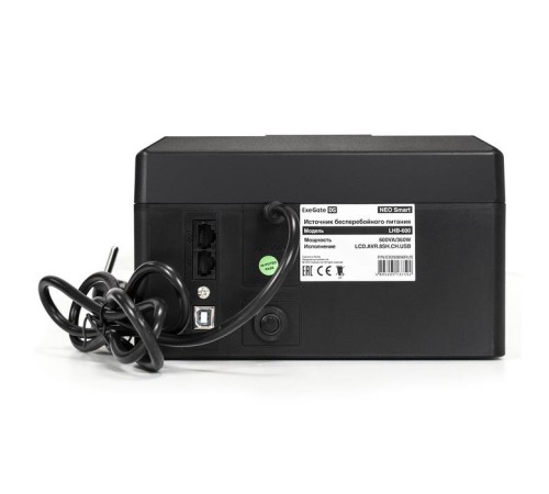 Exegate EX293856RUS ИБП ExeGate NEO Smart LHB-600.LCD.AVR.8SH.CH.USB <600VA/360W, LCD, AVR, 8*Schuko, USB, 4*USB-порта для зарядки, Black> Exegate EX293856RUS ИБП ExeGate NEO Smart LHB-600.LCD.AVR.8SH.CH.USB <600VA/360W, LCD, AVR, 8*Schuko, USB, 4*USB-порта для зарядки, Black>