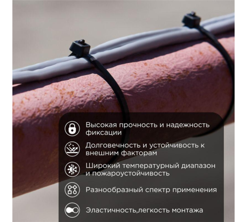 Rexant (07-0251-5) Хомут nylon 5.0 х 250 мм 100 шт черный Rexant (07-0251-5) Хомут nylon 5.0 х 250 мм 100 шт черный
