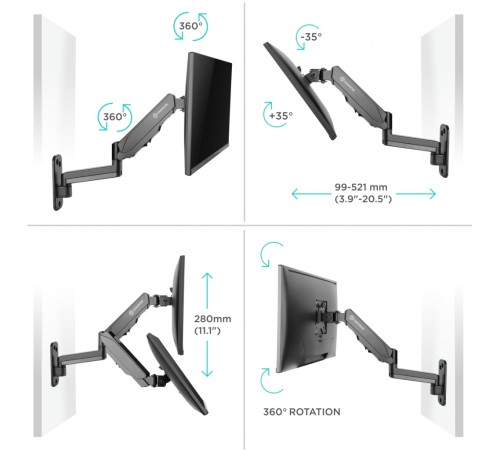 Кронштейн НАСТЕННЫЙ для монитора ONKRON ONKRON G150 (ONKRON G150 BLACK)