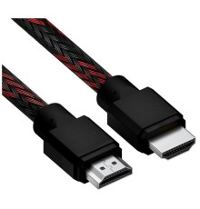 Кабель 1.5m HDMI 2.0, BICOLOR черно-красный нейлон, Ultra HD, 4K 60 fps 60Hz/5K*30Hz, 3D, AUDIO, 18.0 Гбит/с, 28AWG 4PH-R90016