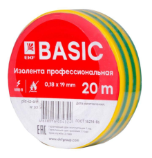 EKF plc-iz-a-yg Изолента класс А (профессиональная) (0,18х19мм) (20м.) желто-зеленая EKF PROxima