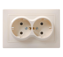 Iek ERK24-K33-16-DM РС12-3-ККм Розетка 2местн. c з/к без защ.штор. 16А КВАРТА (кремовый)