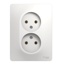 Systeme electric GSL000120 GLOSSA РОЗЕТКА двойная без заземления,16А, в сборе, БЕЛЫЙ