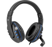 Наушники с микрофоном Defender Warhead G-160 черный/синий 2.5м накладные оголовье (64118)