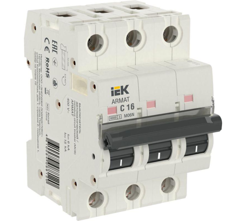 IEK AR-M06N-3-C016 ARMAT Авт. выкл. M06N 3P C 16А IEK AR-M06N-3-C016 ARMAT Авт. выкл. M06N 3P C 16А