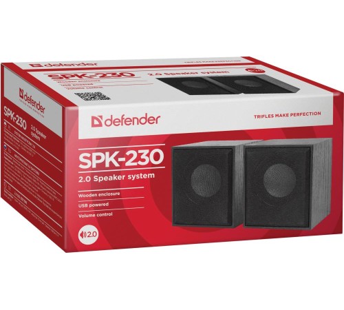 Колонки Defender SPK 230 2.0 черный 4Вт портативные